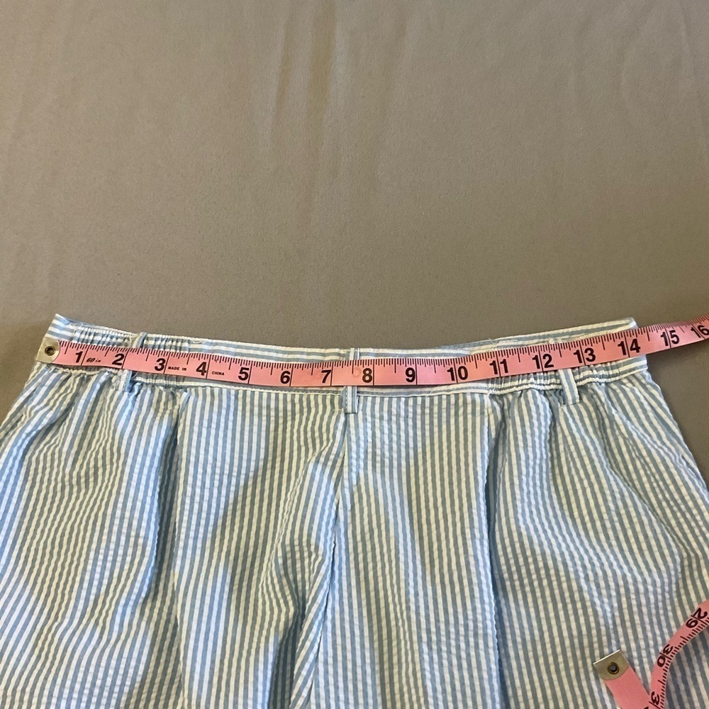 Vtg Alfred Dunner Capri Set Blue/White Stripe Seersucker Grandmacore Size 10P - Picture 12 of 16